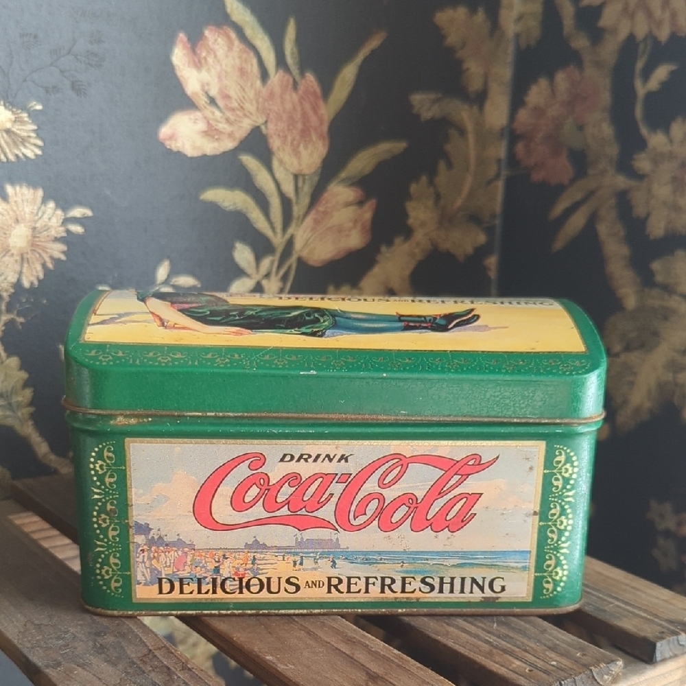 Vintage Coca-Cola Tin with Woman on a Beach Made By The Tin Box Co.